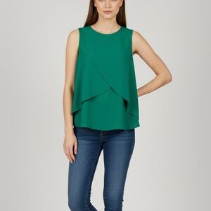 Banana Republic Emerald Green Sleeveless Overlay Top – Size M